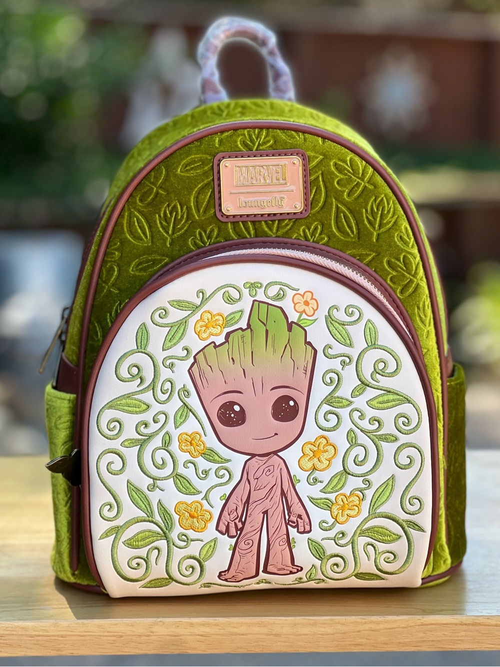 Loungefly Marvel Guardians of The Galaxy Groot Floral Velvet Mini Backpack NWT